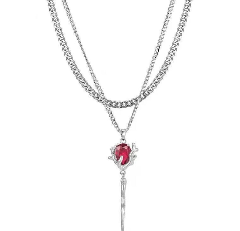 Red riding book rose pendant (unisex)