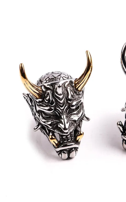 Oni mask skull ring