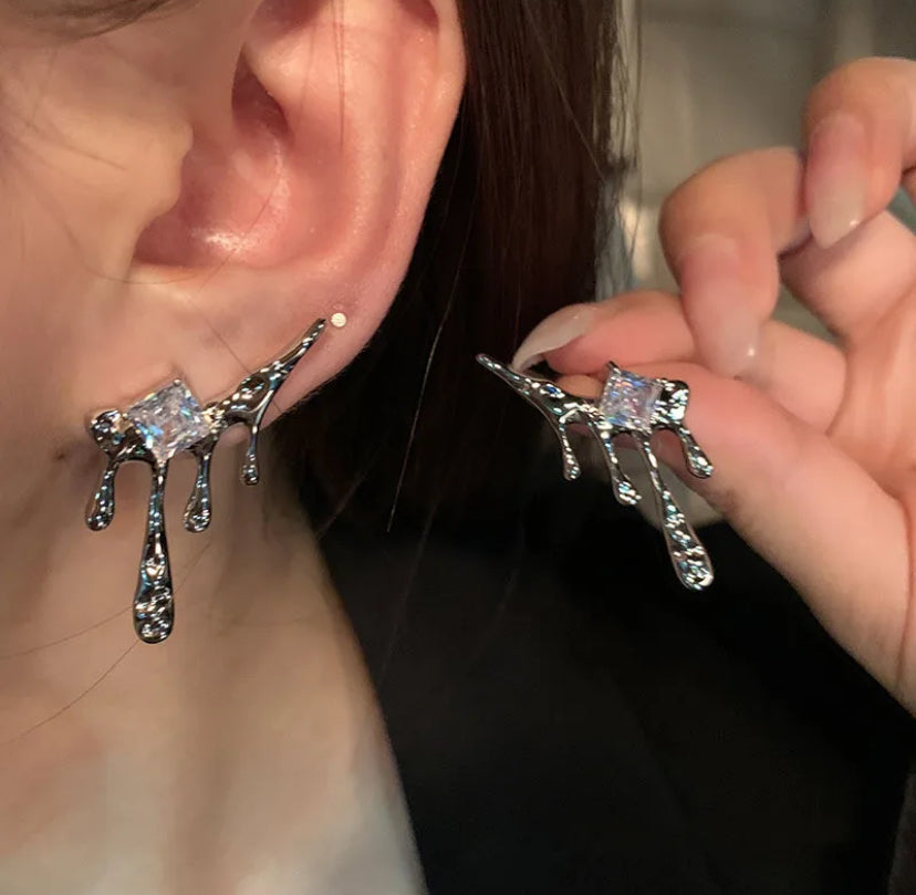 Water drop alloy earrings
