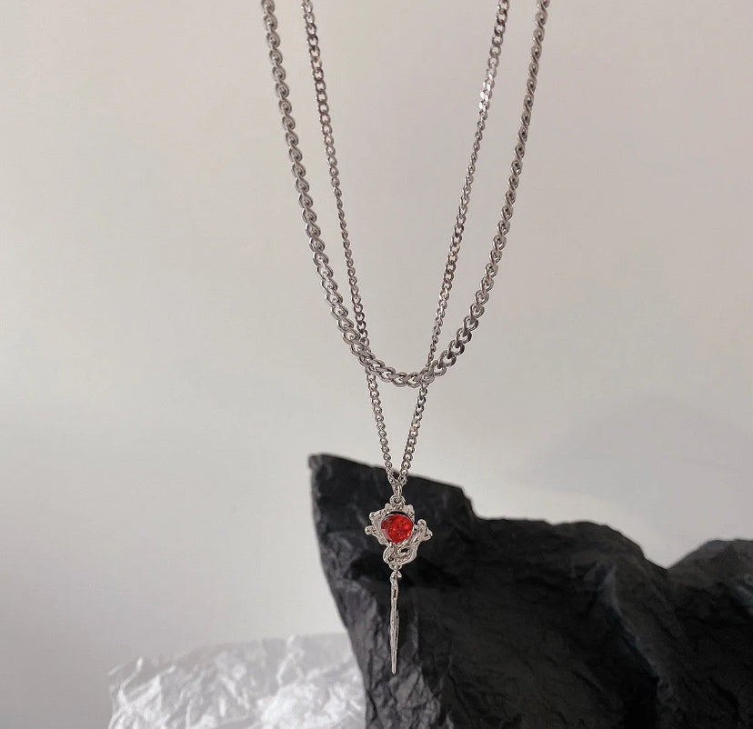 Red riding book rose pendant (unisex)