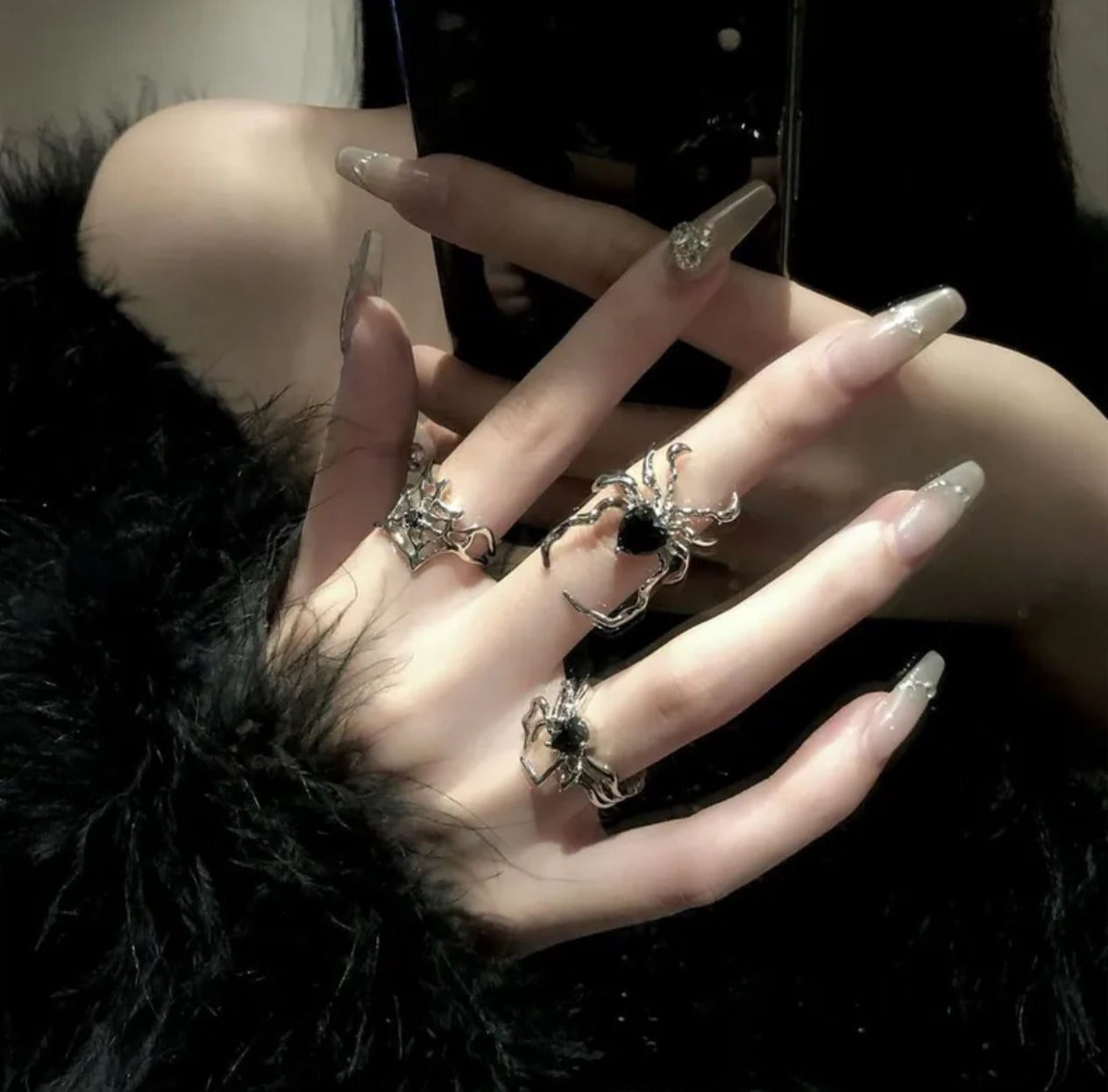 Gothic spider ring set