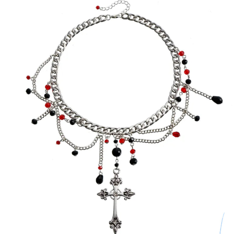 Gothic cross layered necklace