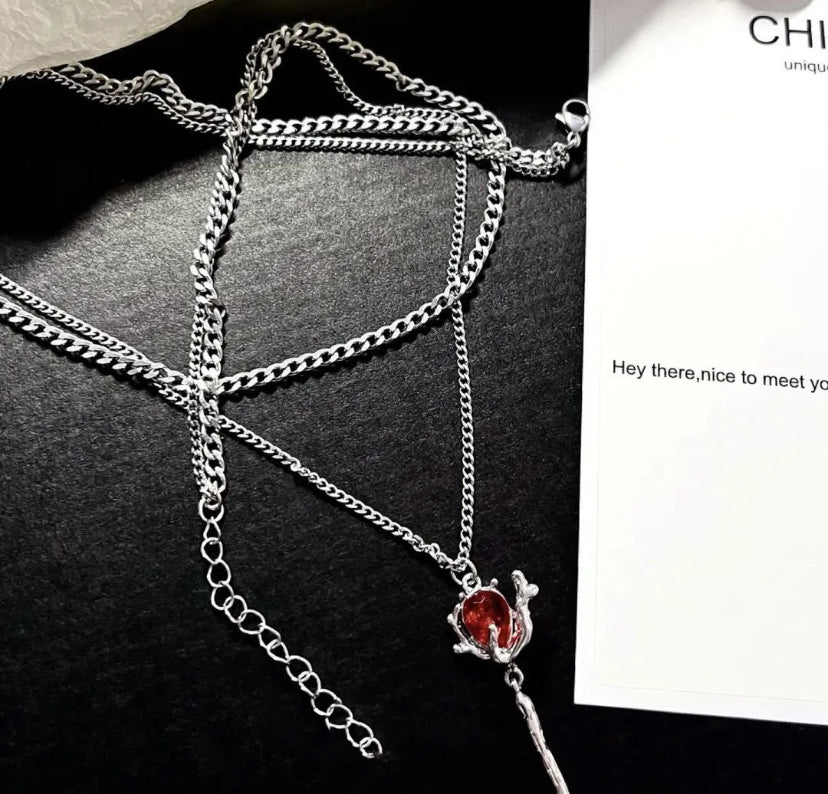 Red riding book rose pendant (unisex)