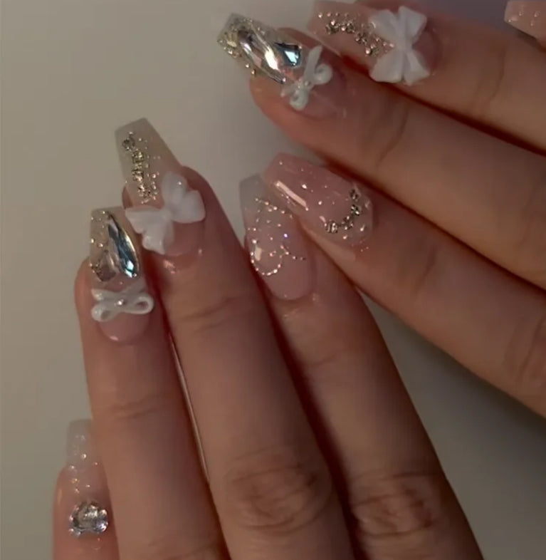 24 pcs coquette press-on nails