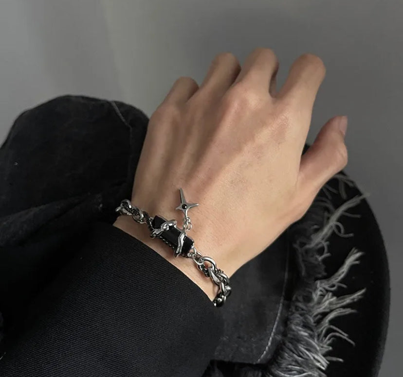 Men geometric inlay bracelet