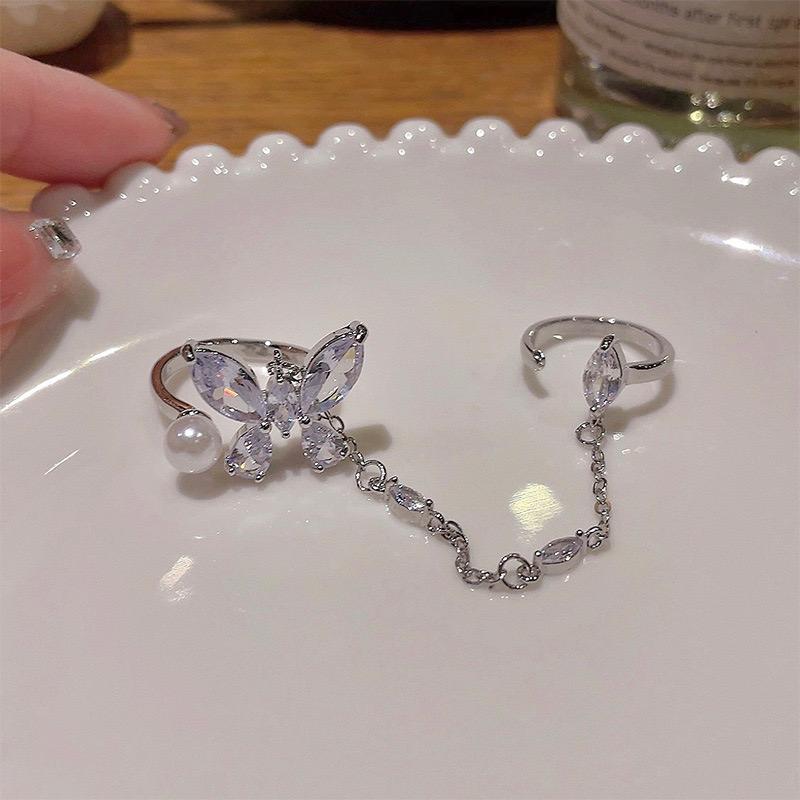 butterfly necklace ring set